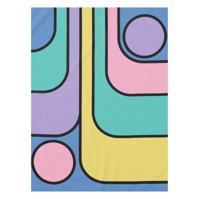 Streamline Moderne Retro Style Geometric Design Tischdecke (Vorderseite)