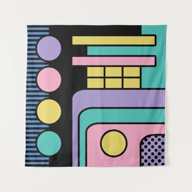Streamline Moderne Retro Style Geometric Design Wandteppich (Vorderseite)