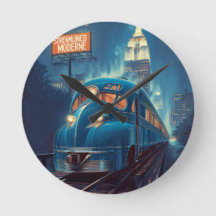 Streamline Moderne Vintage New York Express Runde Wanduhr