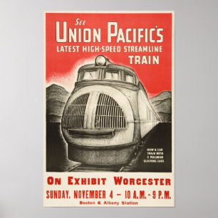 Streamline-Zug, 1934. Vintage Eisenbahnreise Poster