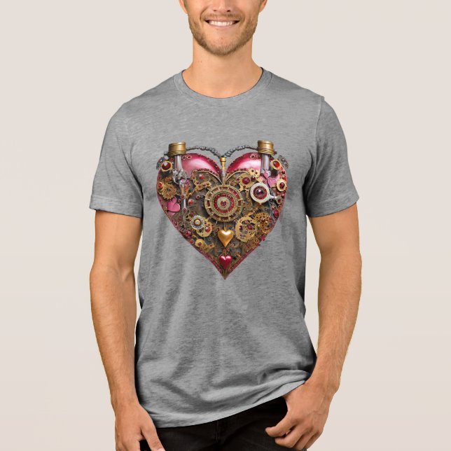 Streampunk Heart Ruby Valentine Tri-Blend Shirt (Vorderseite)