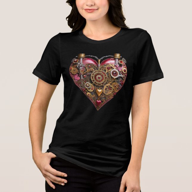Streampunk Heart Ruby Valentine Tri-Blend Shirt (Vorderseite)