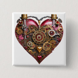 Streampunk-Herz-Rubin-Valentinstag Button