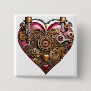 Streampunk-Herz-Rubin-Valentinstag Button