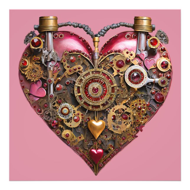 Streampunk-Herz-Rubin-Valentinstag Fotodruck (Vorne)