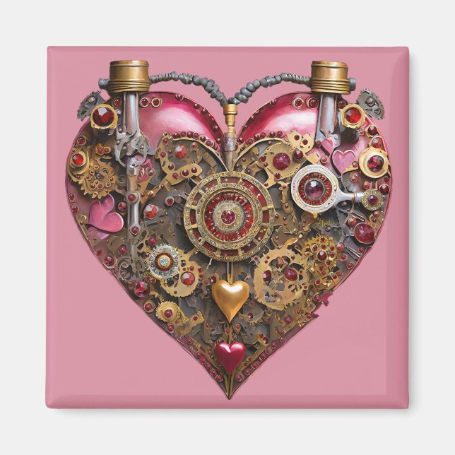 Streampunk-Herz-Rubin-Valentinstag Magnet (Vorne)