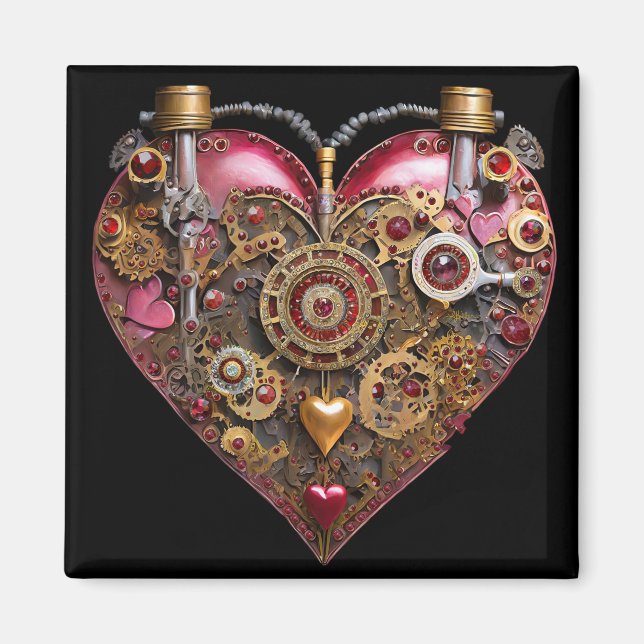 Streampunk-Herz-Rubin-Valentinstag Magnet (Vorne)