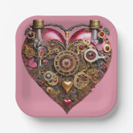 Streampunk-Herz-Rubin-Valentinstag Pappteller