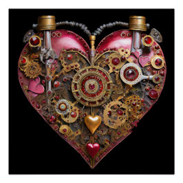 Streampunk-Herz-Rubin-Valentinstag Poster