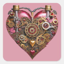 Streampunk-Herz-Rubin-Valentinstag Quadratischer Aufkleber