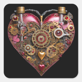 Streampunk-Herz-Rubin-Valentinstag Quadratischer Aufkleber