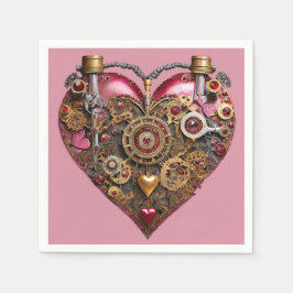 Streampunk-Herz-Rubin-Valentinstag Serviette