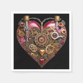 Streampunk-Herz-Rubin-Valentinstag Serviette