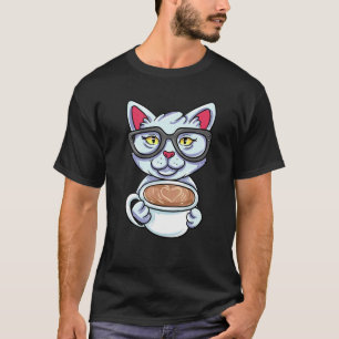 Streberkatze trinkt Kaffee T-Shirt