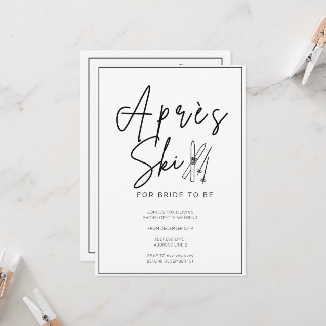 Strecke Apres Ski Bacheloretto Einladung (Vorderseite/Rückseite Beispiel)
