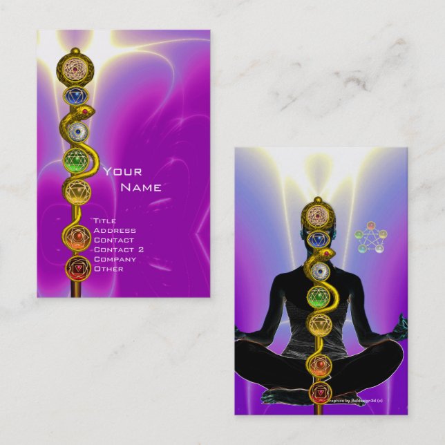 STRECKE ASCLEPIUS,7 CHAKRAS YOGA LOTUS POSE Rosa Visitenkarte (Vorne/Hinten)