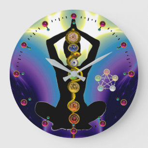 STRECKE VON ASCLEPIUS 7 CHAKRAS, YOGA LOTUS POSE L GROßE WANDUHR