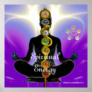 STRECKE VON ASCLEPIUS 7 CHAKRAS, YOGA LOTUS POSE L POSTER