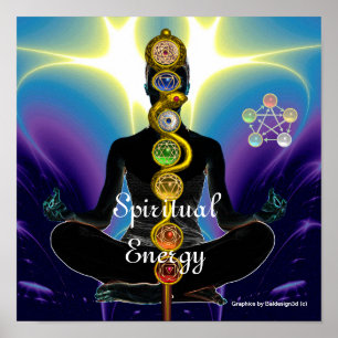 STRECKE VON ASCLEPIUS 7 CHAKRAS, YOGA LOTUS POSE L POSTER