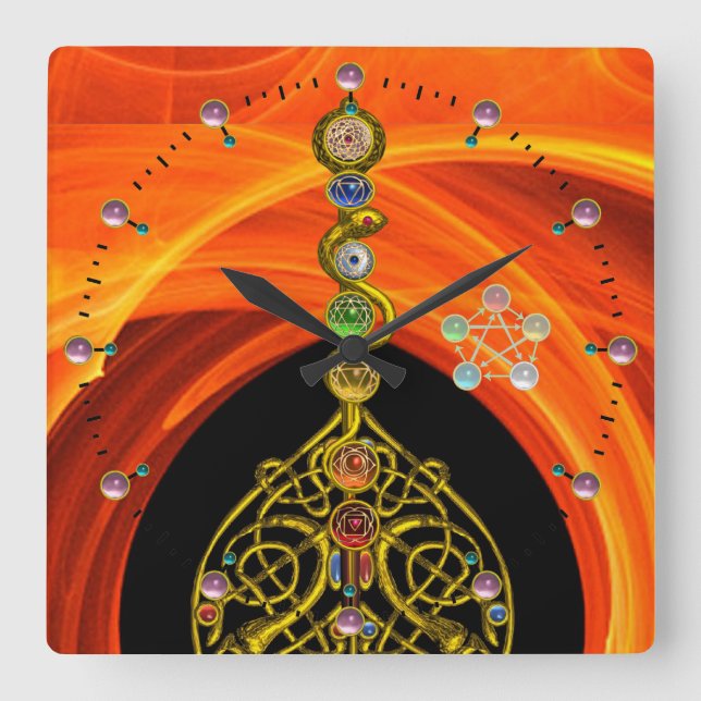 STRECKE VON ASCLEPIUS 7 CHAKRAS,YOGA,SPIRITUELLE E QUADRATISCHE WANDUHR (Vorderseite)