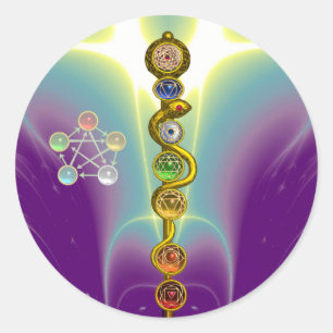 STRECKE VON ASCLEPIUS 7 CHAKRAS,YOGA,SPIRITUELLE E RUNDER AUFKLEBER