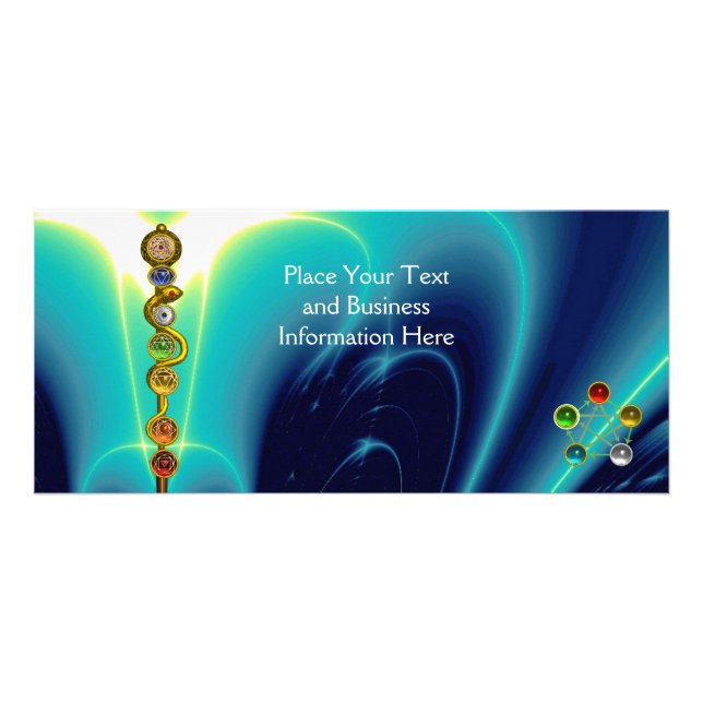 STRECKE VON ASCLEPIUS,7 SCHAKRAS,YOGA,SPIRITUELLE  WERBEKARTE (Vorne)