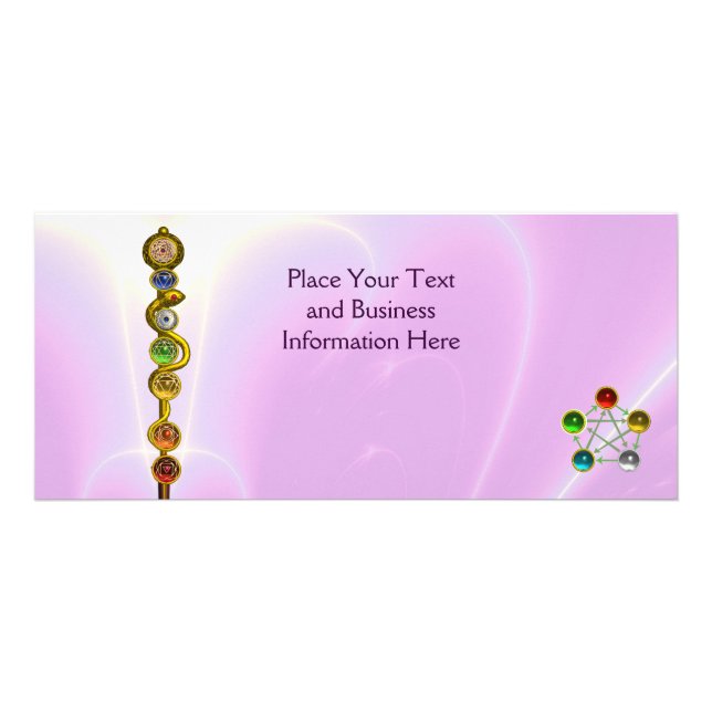 STRECKE VON ASCLEPIUS,7 SCHAKRAS,YOGA,SPIRITUELLE  WERBEKARTE (Vorne)