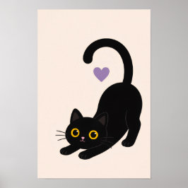 Streckendes schwarzes Katzenkunstwerk – Minimalist Poster