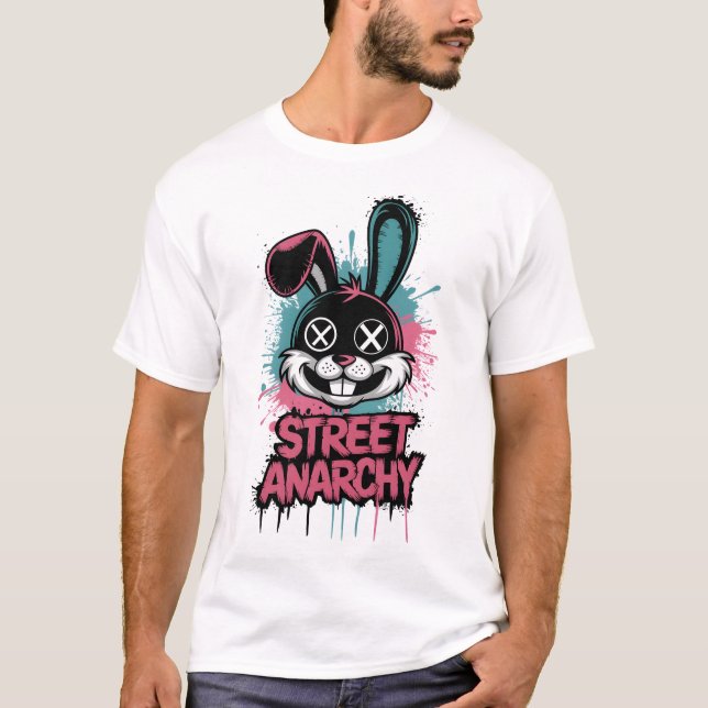 Street Anarchy Graffiti Bunny - Edgy Street Art T-Shirt (Vorderseite)