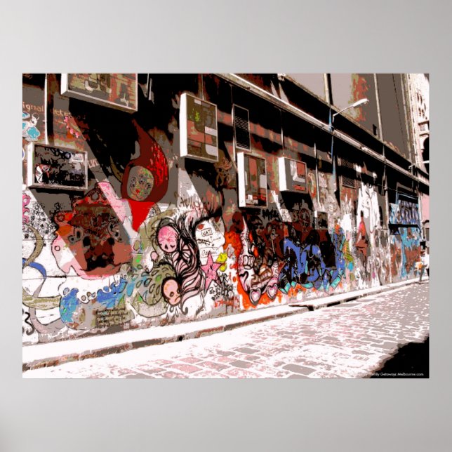 Street Art and Graffiti in Hosiers Lane, Melbourne Poster (Vorne)