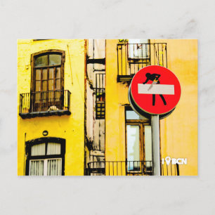 Street art at der Born, Barcelona, Spain quater, Postkarte
