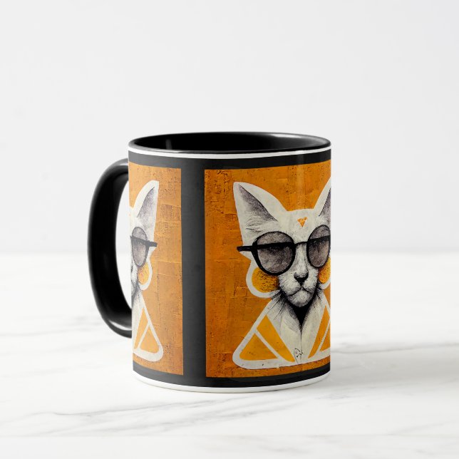 Street Art Cat Zuhause Küche Tasse (Vorderseite Links)