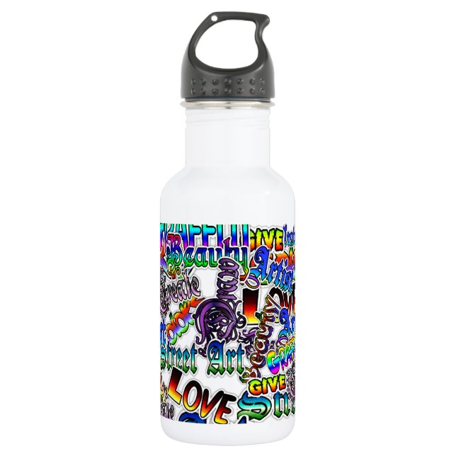 Street Art Graffiti Artist Begriffe Wasser Flasche Trinkflasche (Vorderseite)