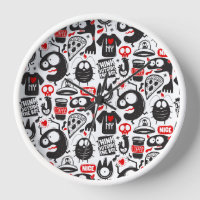 Street Art Monster Doodles - Moderne Wanduhr