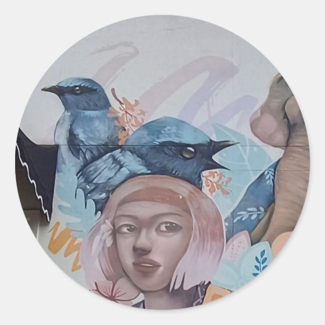 Street Art Portrait Sticker (Vorderseite)