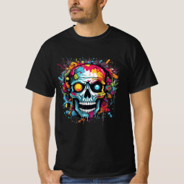 Street Art Skull: Graffiti Colorful T - Shirt Art