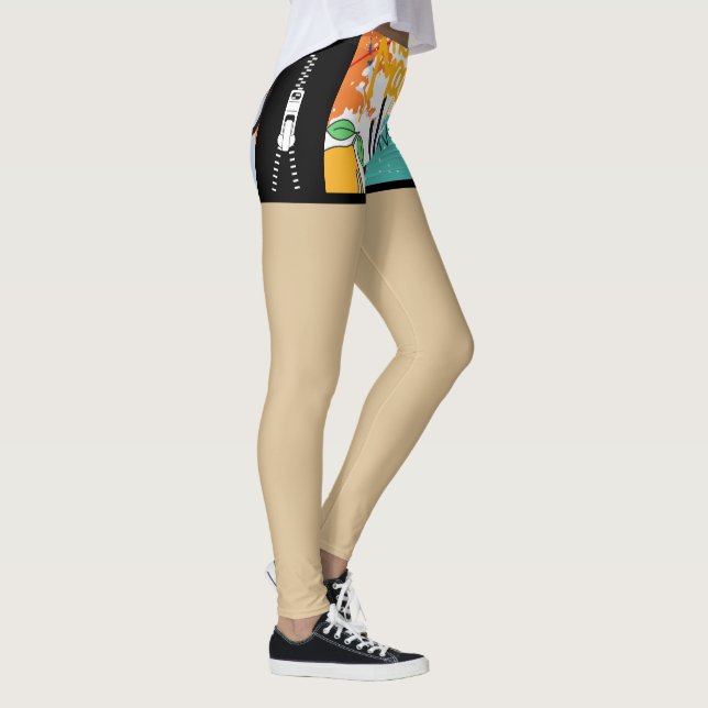 Street art Unique Fake Shorts Fashion Zipper Chic Leggings (Rechts)