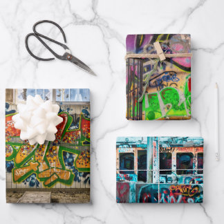 Street Art, Urban Graffiti Wrapping Paper Sheets Geschenkpapier Set