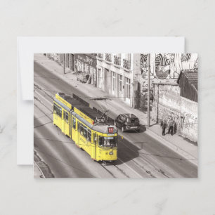 Street Car Belgrad Serbien Gelber Zug Postüberschr Postkarte