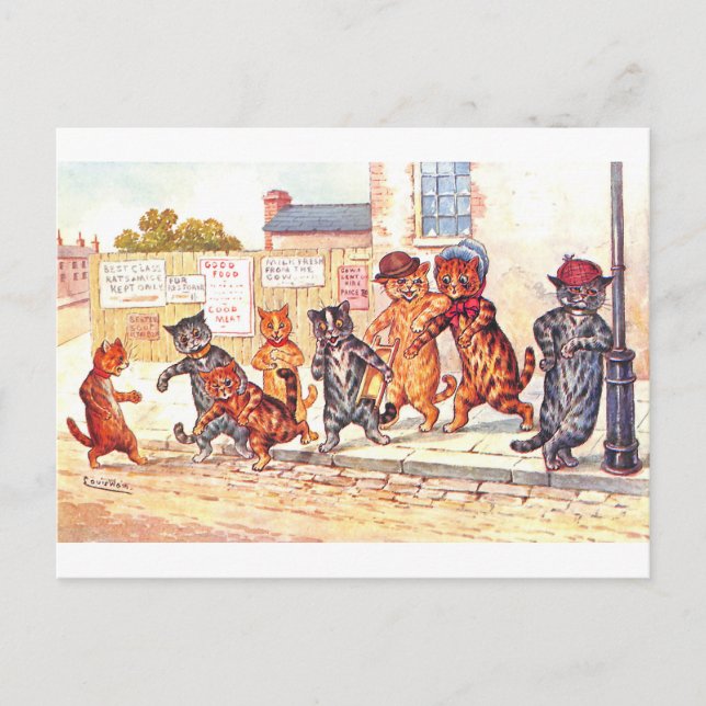 Street Cats von Louis Wain Postkarte (Vorderseite)