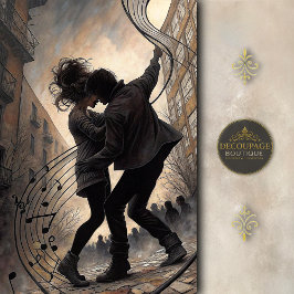 Street Dancers with Swirling Music Decoupage Seidenpapier