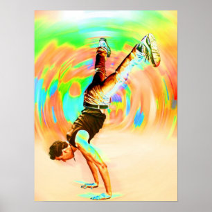 Street Dancing, Green/Yellows/Orange, No Sil nicht Poster