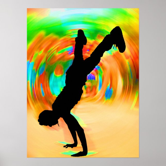 Street Dancing, Silhouette, Green/Orange/Yellows Poster (Vorne)