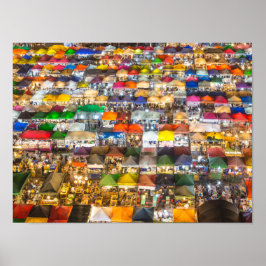 Street Food Market Rod Fai Bangkok Thailand Poster
