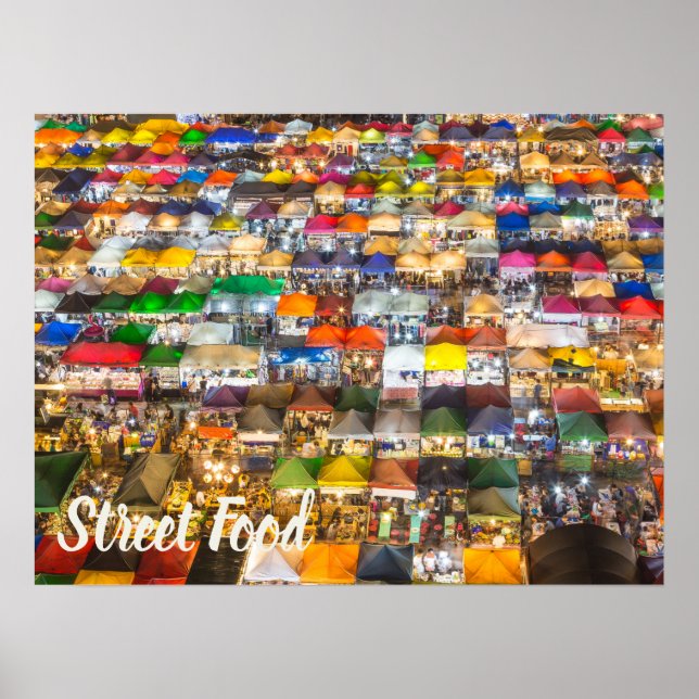 Street Food Market Rod Fai Bangkok Thailand Poster (Vorne)