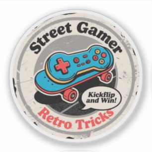 Street Gamer Retro Tricks Skate Controller Aufkleber