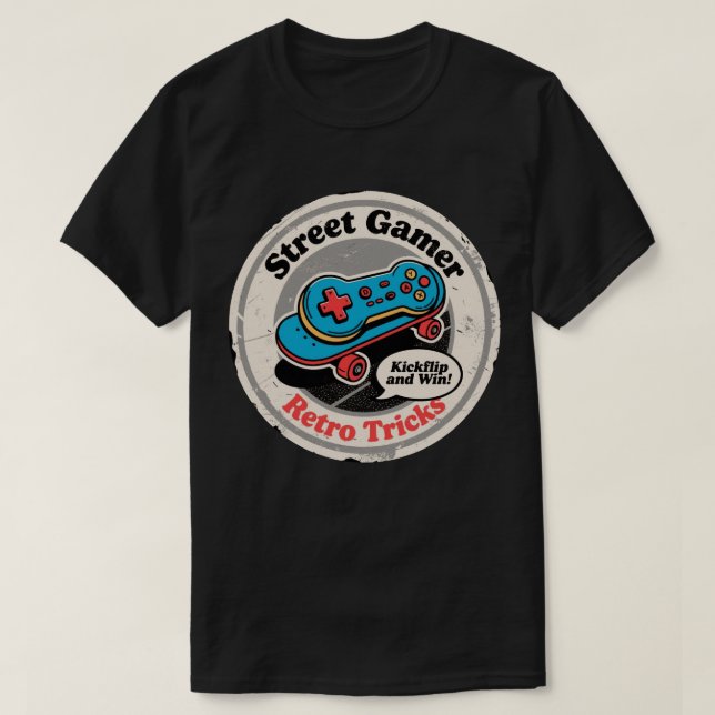 Street Gamer Retro Tricks Skate Controller T-Shirt (Design vorne)