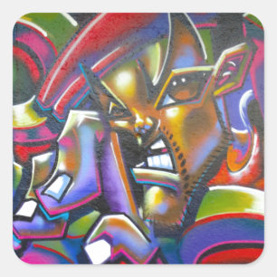 Street Graffiti Quadratischer Aufkleber