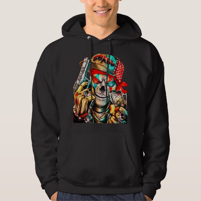Street Hustle Skull Graphic - Urban King Edition Hoodie (Vorderseite)
