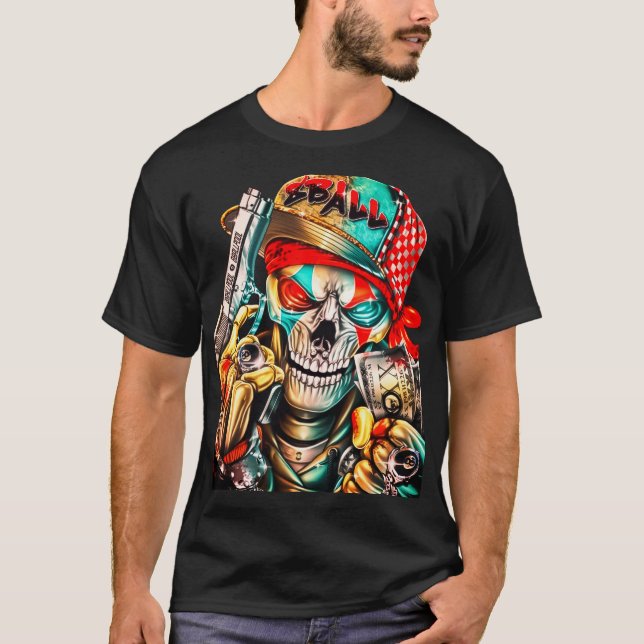 Street Hustle Skull Graphic - Urban King Edition T-Shirt (Vorderseite)